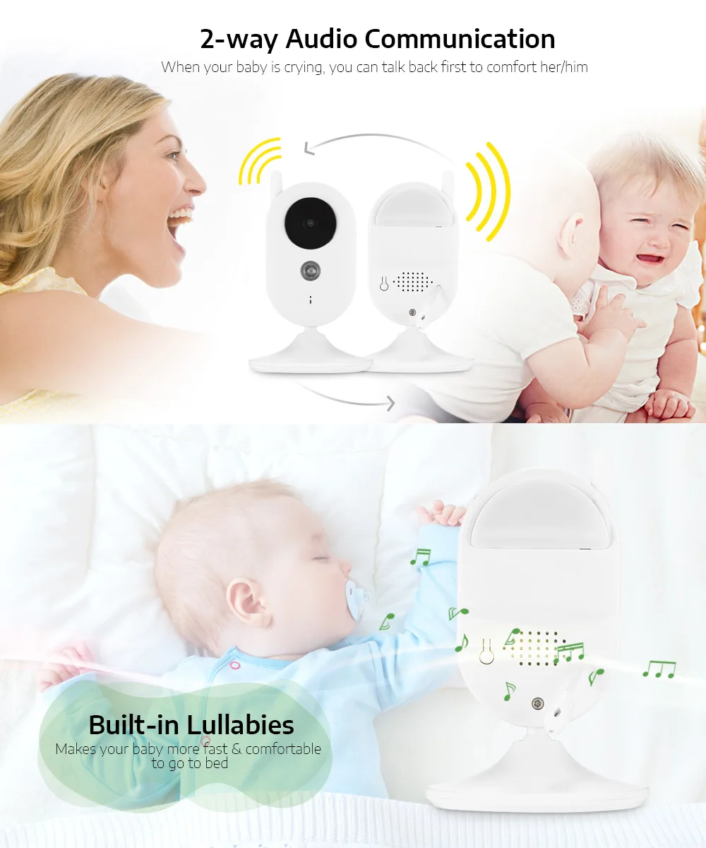Беспроводной видео детский спальный монитор 3,5 дюйм(ов) ЖК-цифровой аудио видео монитор сна инфракрасный датчик температуры ночного