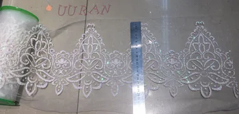 

White Glued glitter sequins lace for trim Lace Decoration Trim for veils fashionable Wedding lace Dress Fabric 10y/lot