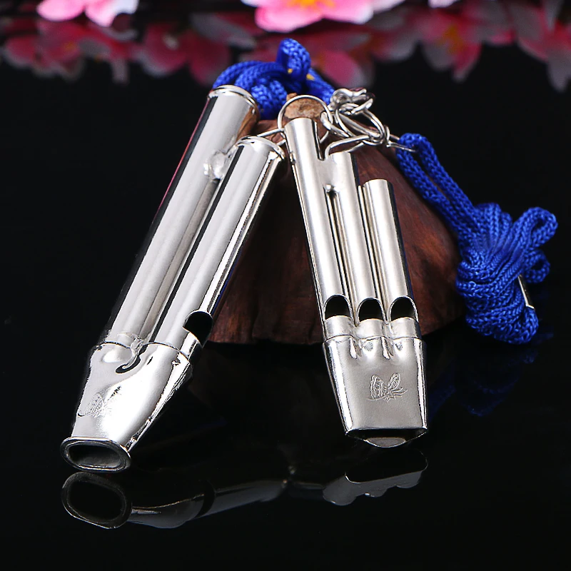 1PCS stainless steel Outdoor Survival  Referee Whistle basketball football Multifunctional Sports Double and three Frequency HOT