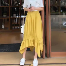 Для женщин юбки faldas shein saia harajuku falda летнее, длинное, макси юбка покроя "Русалка" плиссированные юбки милые юбки#50