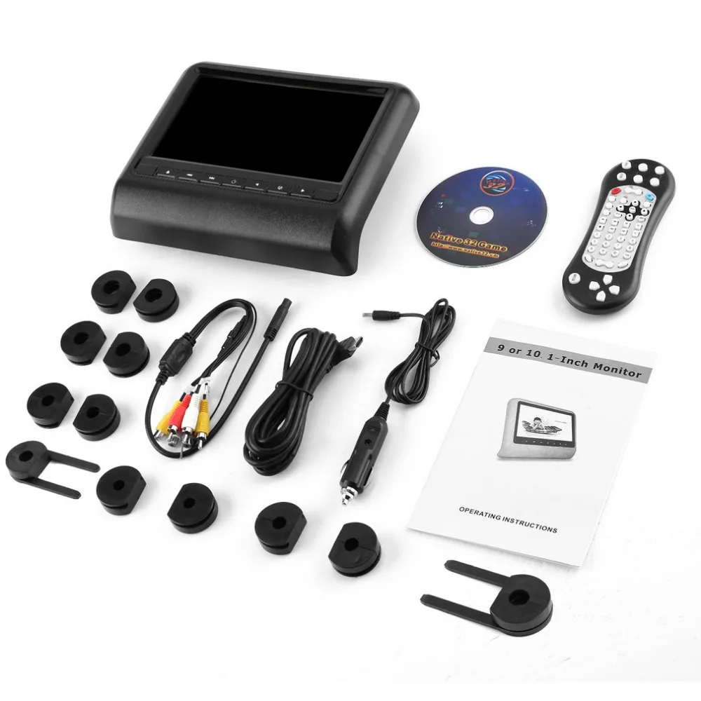 Newest 9" Backseat Monitor HD Digital LCD Screen Car Pillow Bracket Headrest Monitor DVD/USB Player IR FM Transmitter Hot Sale