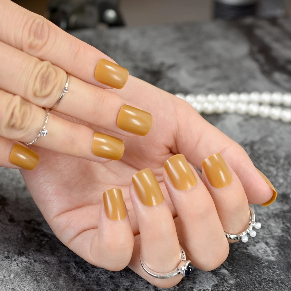 Candy Apricot Orange Solid Color False Nails Round Square Fake Nail Faux Ongles Short Smooth Artificial Nep Nagels Fake Nails False Nailssquare Fake Nails Aliexpress