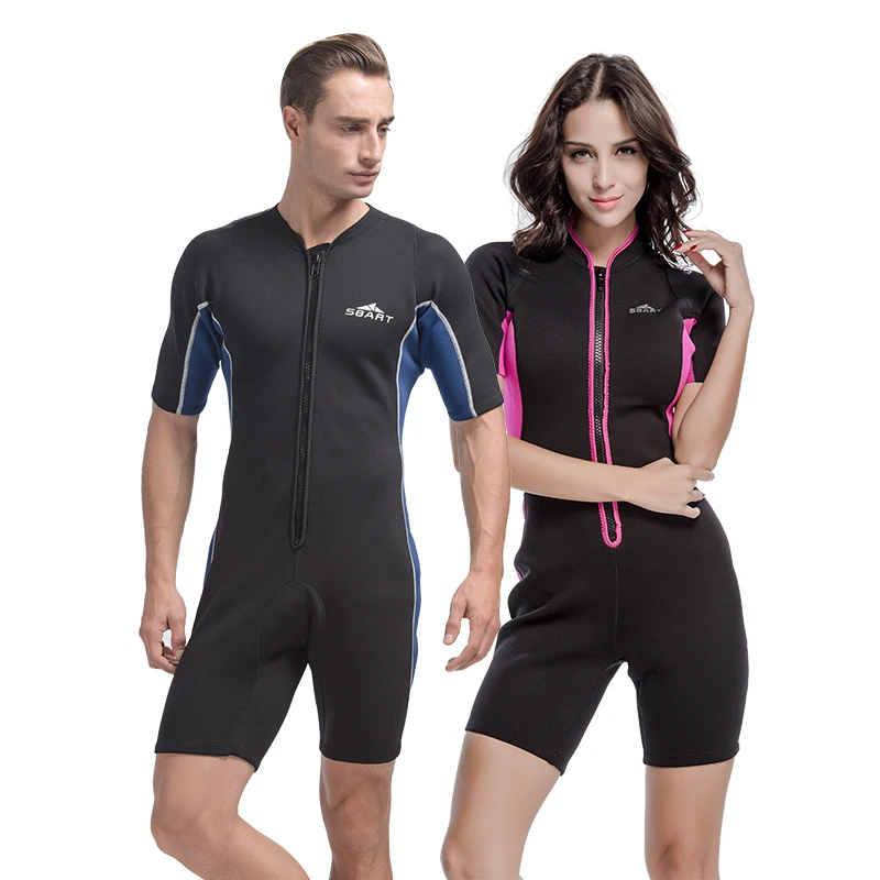 

SBART Short Sleeve Neoprene Wetsuit For Swimming Spearfishing Wetsuits One piece Triathlon Scuba Diving Surfing Wetsuits N1032