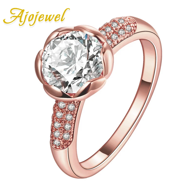 

Ajojewel Fashion Rings 2019 Women Flower Dainty Zircon Band Ring Wholesale