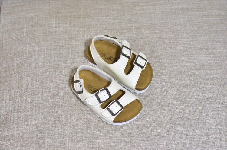 Детские сандалии кожаные детские пробковые сандалии для мальчиков обувь для девочек дышащая пляжная обувь с открытым носком для родителей и малышей 22-39