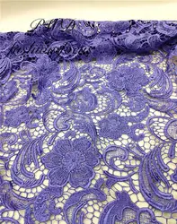 Нигерийская хлопчатобумажная ткань водорастворимый французский вышивка фиолетовый цветок кружевная ткань для вышивки