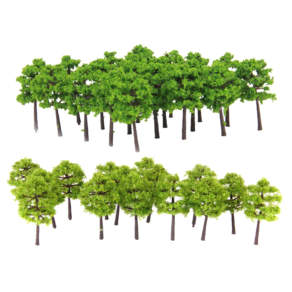80Pcs 5cm Height Green Tree Models for RR Railway Diorama Park Garden Scenery Building Accessory