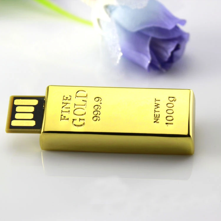 Newest Golden Usb Flash Drive Pen Drive 8GB 16GB Gold Bar USB 2.0 Flash