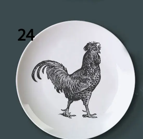 Белая и черная декоративная тарелка с головой животного, креативное керамическое ремесло для домашнего декора, круглая тарелка с крокодиловым тигром, художественная тарелка - Цвет: 24