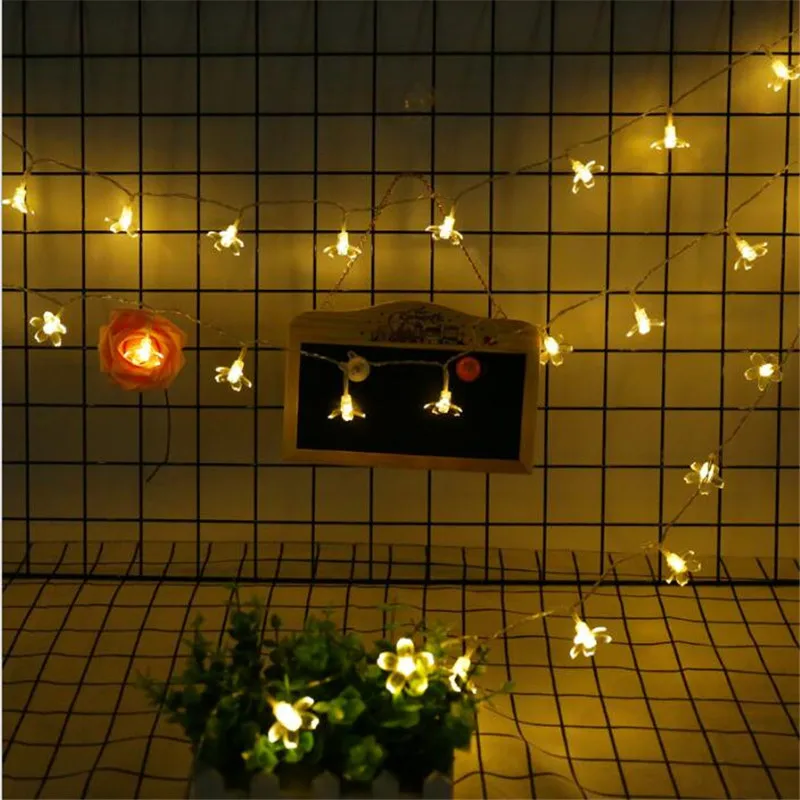 

EU plug 5M 28LED Cherry Flower navidad String Fairy Lights flashing porch light Wedding Holiday Party Decorations home decor