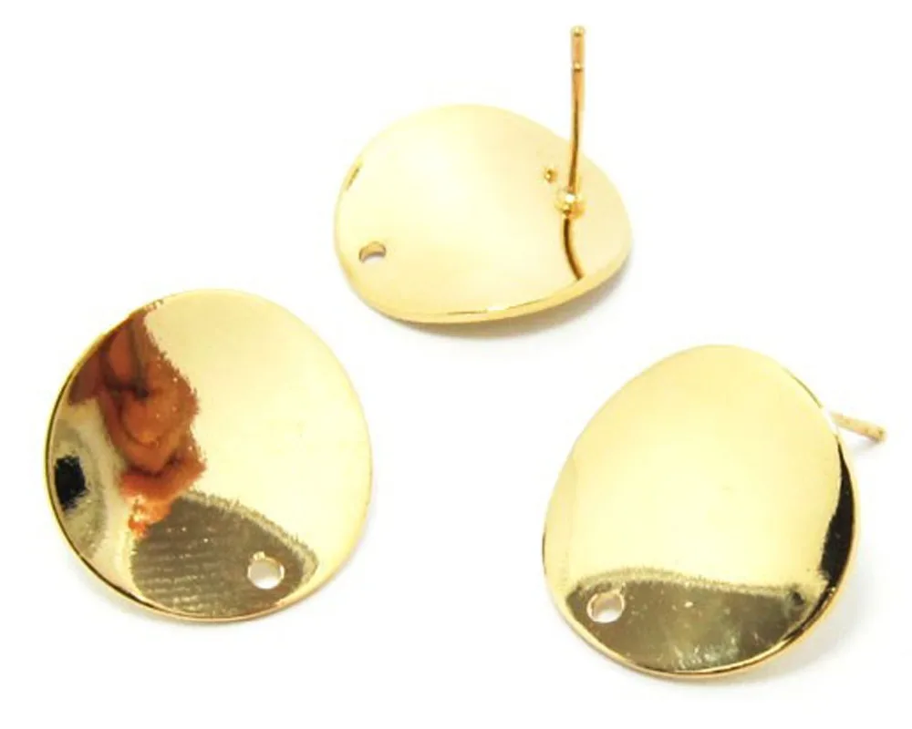 

Gold filled Smooth camber Earring 16mm Earlobe stud G210