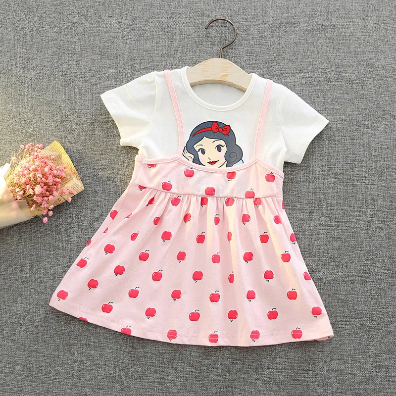 

Children Fancy Rapunzel Sofia Snow White Dress Pink Apple Pattern Halloween Carnival Costume Kids Princess Party Dress Clothing