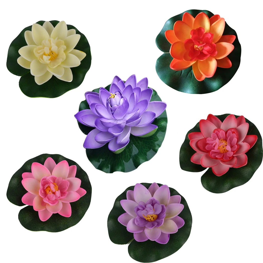 6pcs Artificial Flowers Decorative Lifelike Lotus Fake Plant Fake
