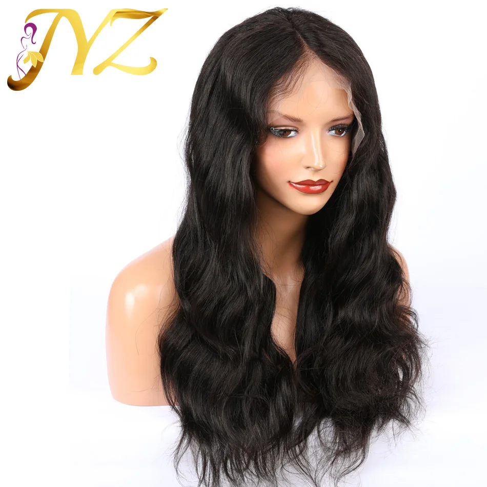 JYZ 13x4 Синтетические волосы на кружеве человеческих волос парики для черный Для женщин Реми бразильский орган волна Синтетические волосы на