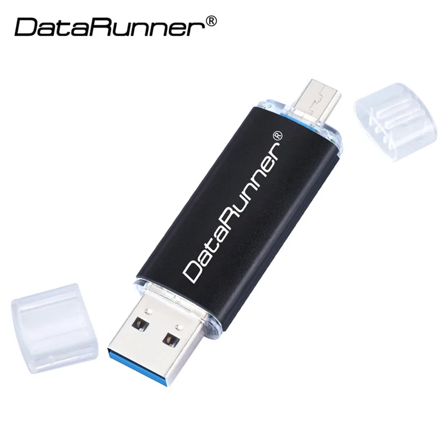 DataRunner USB флеш-накопитель OTG 2 в 1 USB3.0 и микро-порт флеш-накопитель 32 Гб 64 Гб 128 ГБ 256 ГБ высокоскоростные флеш-накопители cle USB флеш-накопитель - Color: Black