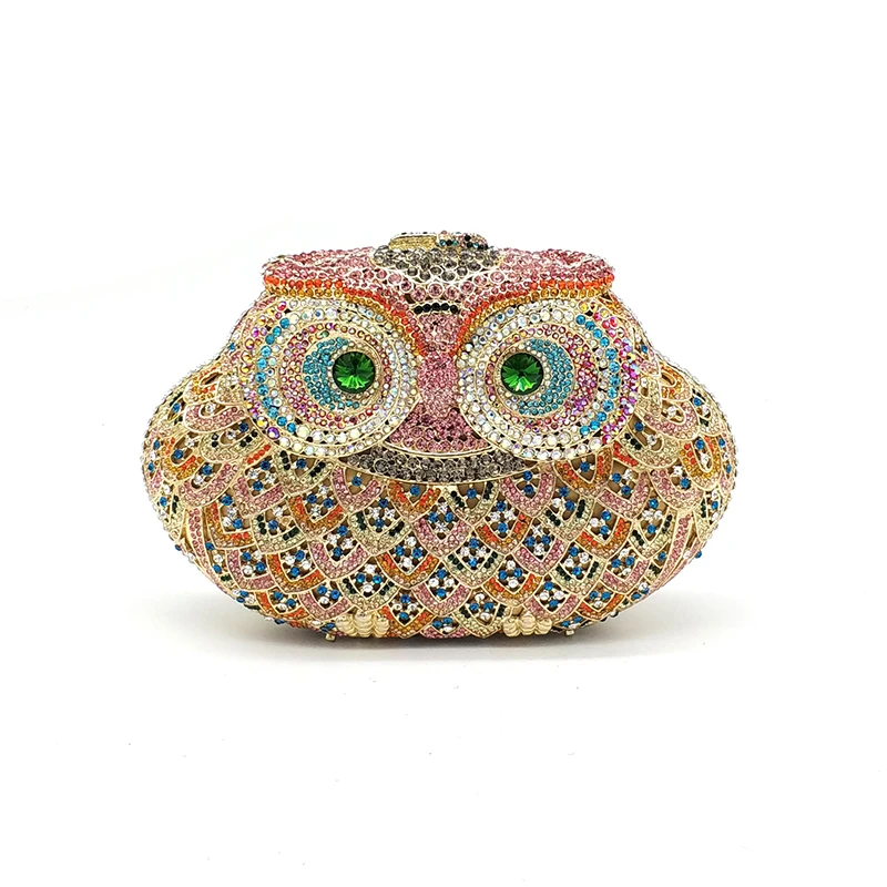 Animal bird design clutch women evening party bag diamonds owl shape crystal purses bridal wedding party crystal clutches