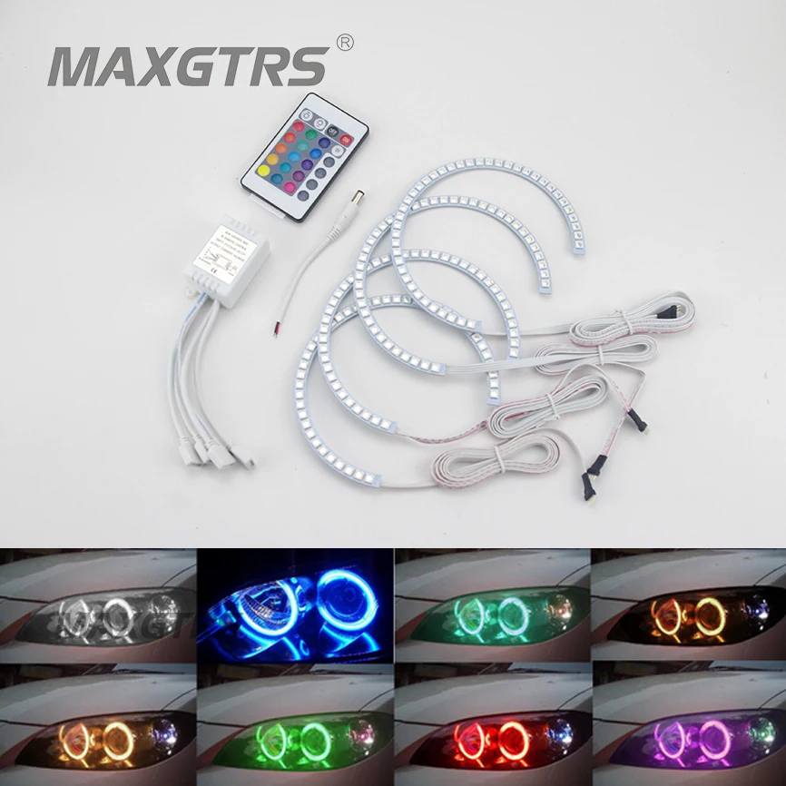 4X 131 мм светодиодный RGB Halo пульта Ангельские глазки кольцо для BMW E39 E46 E60 E92 E36 Diy