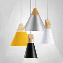 Indoor lighting slope pendant lights Wood and aluminum lamp restaurant bar coffee dining room LED hanging light fixture