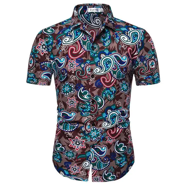 

Floral Shirt for Man Dress Short sleeve Summer Hawaiian Social Shirt Men's clothing Blouse Men Hip hop Camisa masculina