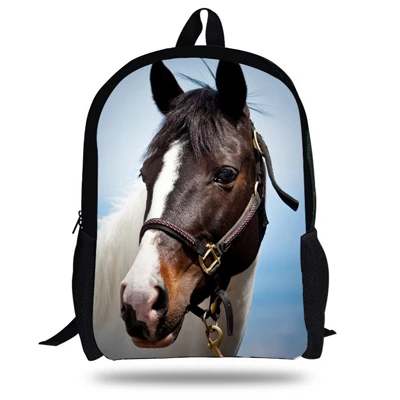 16-дюймовый шпилька для подростков, школьный рюкзак для детей, мальчиков Лошадь рюкзак зоопарк Животные школьная сумка для детей девочек Mochilas