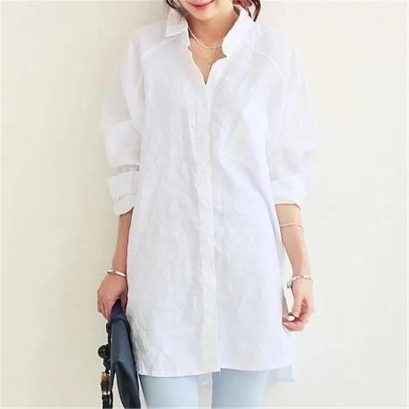 

VogorSean Women Blouse Shirt Spring Summer Woman Blouses Office Lady OL Elegant Loose Tops Large Plus White Casual Linen Blusas