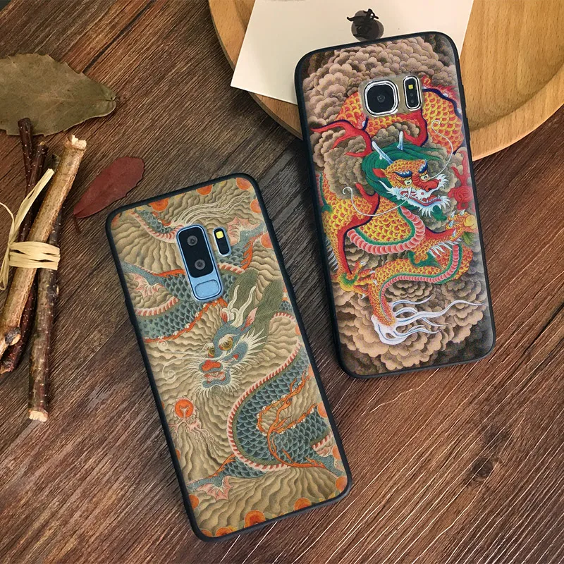 

Chinese Dragon Amazing Pattern Soft Silicone Phone Case Shell Cover For Samsung S7 Edge S8 S9 Plus Note 8 9