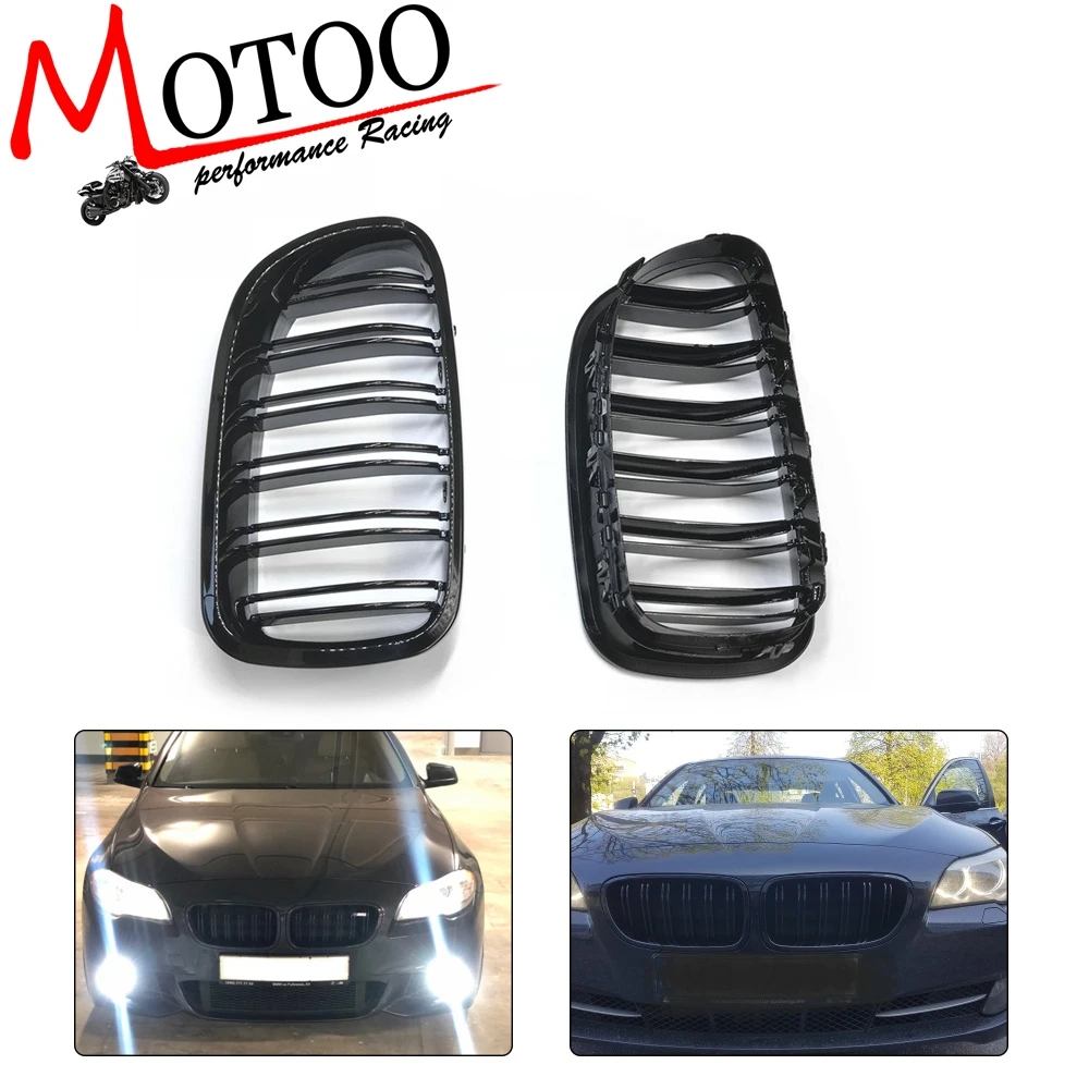 buy 5 Series F10 Glossy Black Dual Slat M5 Style Front Kidney Grille Grill For BMW F10 520i 523i 525i 530i 535i 2010 2016