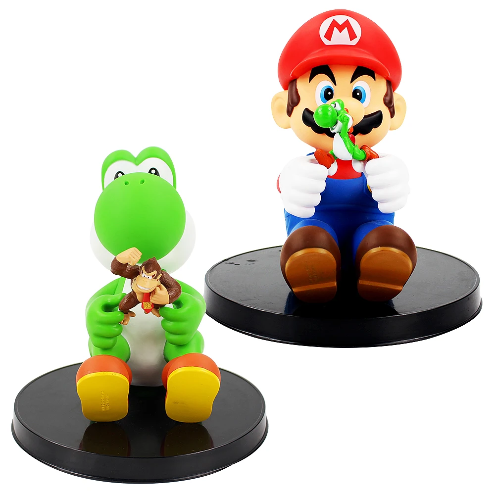 

21-23cm Super Mario Bros Figure Yoshi Dinosaurs With Donkey Kong Decoration Toy PVC Action Figure Collectible Model Toy Doll