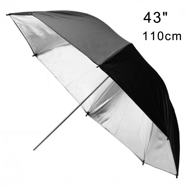 

1 PCS 43"/110cm Professional Photography Studio Film Reflective Lighting Black Silver Reflecting Translucent Lambency Umbrella