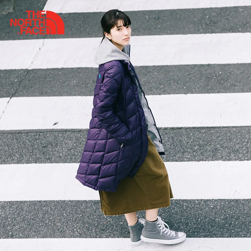 

The North Face Hiking Long Goose Down Jacket for Women Comfortable Thermal Casual Coats Durable Hooded Outdoor Sports 3V7R