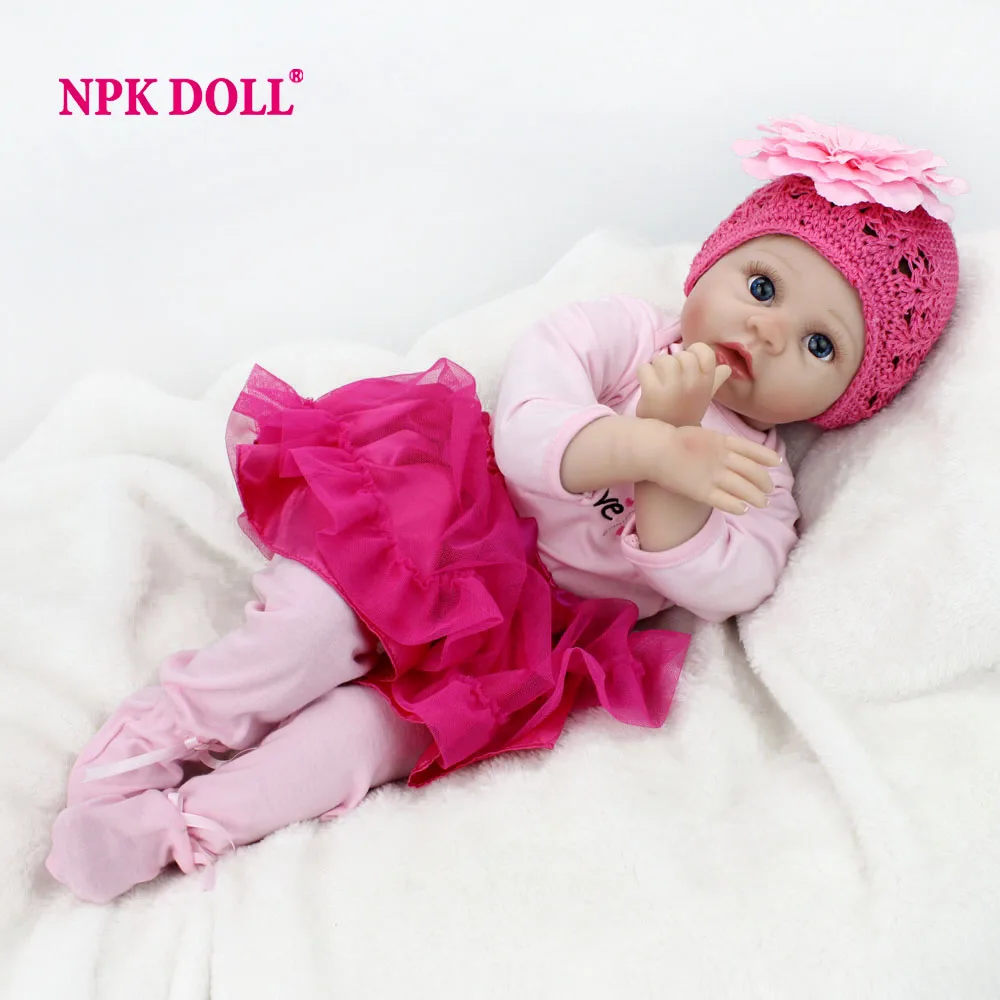 

NEW NPKDOLL 22" 55 cm Handmade Doll Reborn Lifelike Soft Silicone Reborn Baby For Girls Kids Birthday Gifts Russia Pink dolls