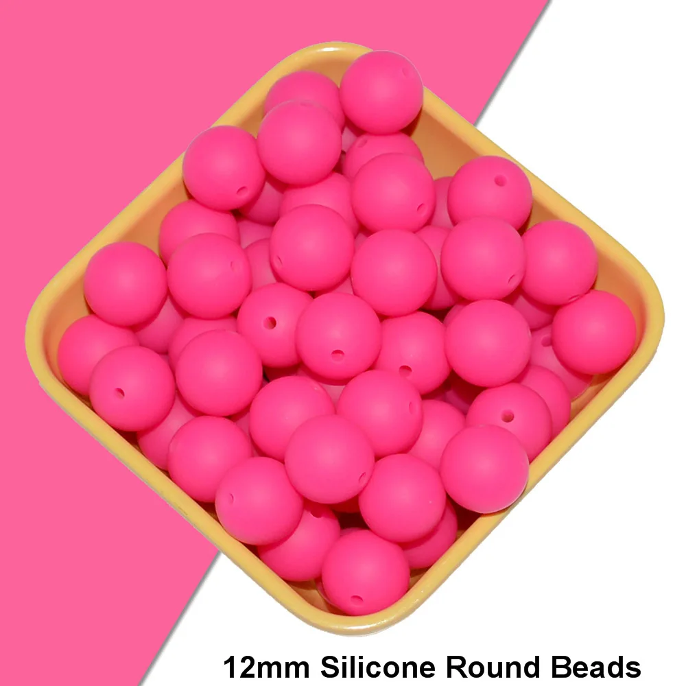 Happyfriends 10pcs 12mm Silicone Teething Bead Baby Chewable Pacifier Clips Beads Food Grade Silicone BPA FREE Teether Toys - Цвет: 18