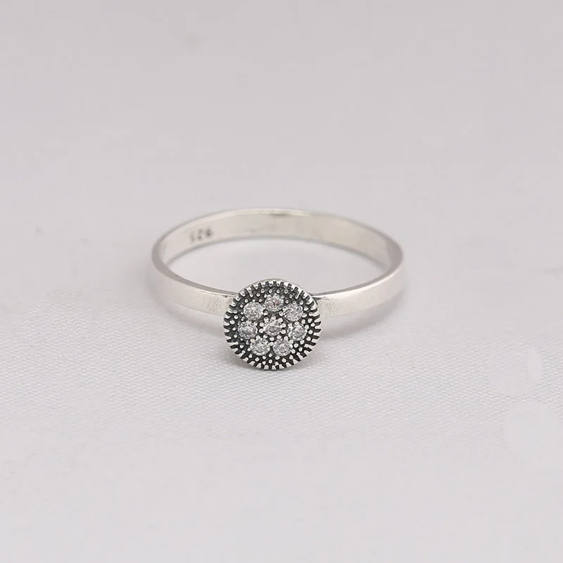 

Genuine 925 Sterling Silver Ring And Micro Mosaic cubic zirconia Compatible With European Jewelry Crown