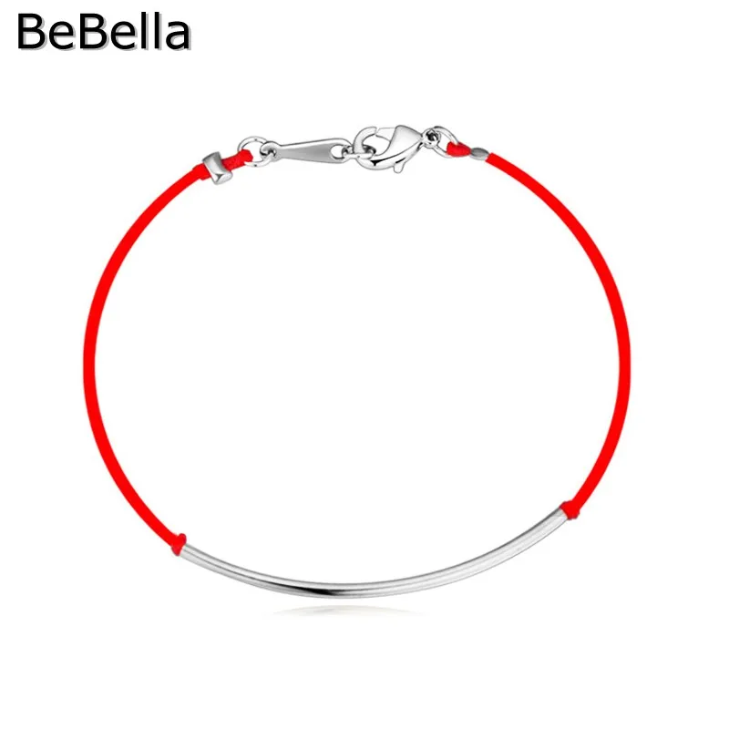BeBella, тонкая красная веревка, линия цепи из нити, браслет в 3 цветах, изогнутые металлические модные украшения для женщин и девушек, Рождественский подарок - Окраска металла: Rhodium Plated