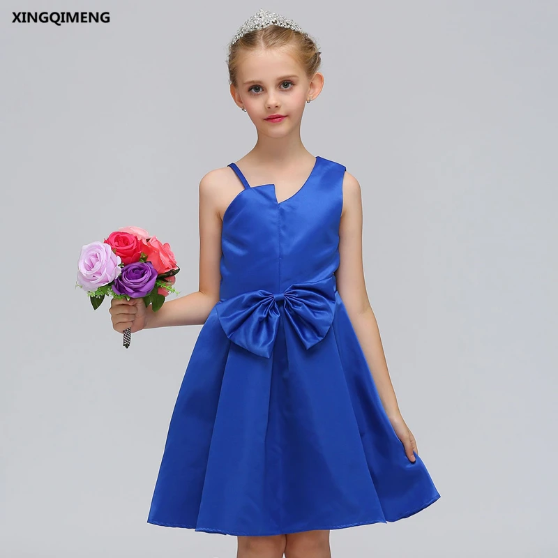 In Stock Royal Blue Flower Girl Dress for Weddings 3 10Y Cheap Simple