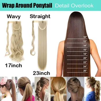 SNOILITE Long wavy Clip In Hair Tail False Hair Ponytail Hairpiece With Hairpins Synthetic Hair Pony Tail Hair Extensions 2