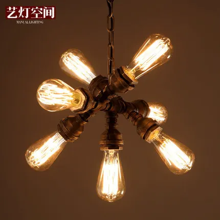 

Vintage Industrial Loft Iron Creative Edison Water Pipe Pendant Light Personalized Bar Lighting Rustic Steampunk Celing Lamp