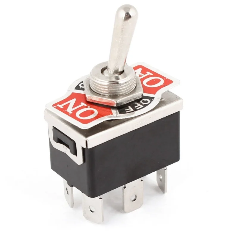 

AC 250V/10A 125V/15A DPDT 3 Position ON/OFF/ON 6 Pins Toggle Switch Black+Silver