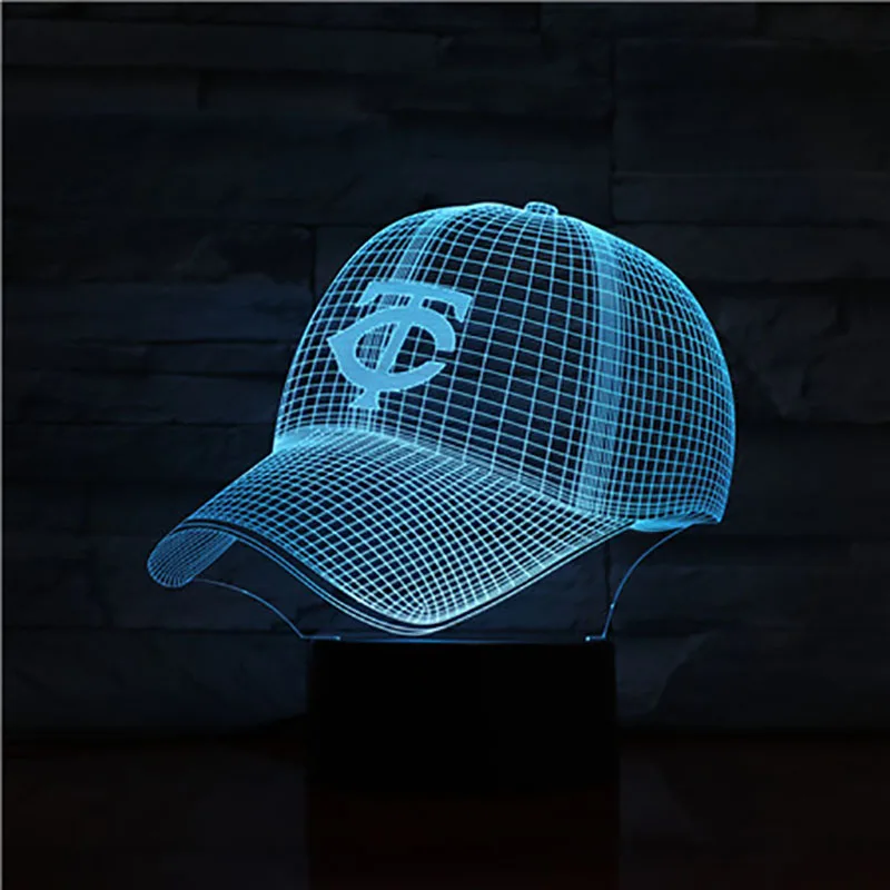 

Minnesota Twins Night Light Led Usd Touch Sensor 7 Color Changing Children Kids Gift Nightlight Bedside Desk Lamp Baseball Cap
