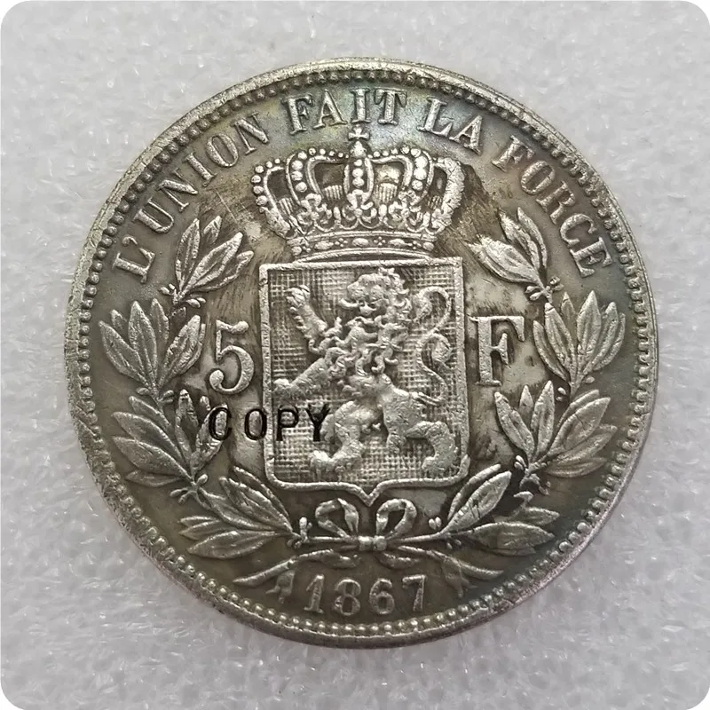 

1867,1868 Belgium 5 Francs Coin KM#24 COPY commemorative coins-replica coins medal coins collectibles