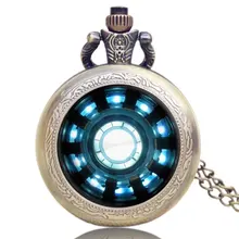 Горячие новые модные бронзовые Tony Stark Железный человек дуговой реактор жарвис ретро кварцевые карманные часы наручные часы высокого качества