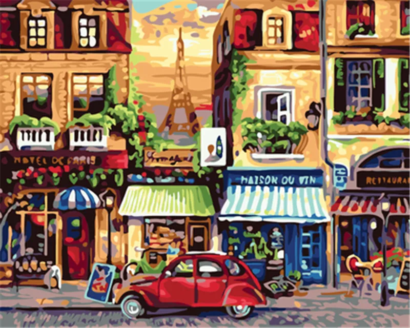 HQ Champs Elysees Paris Boyama By Numbers Tuval Üzerine Boya Akrilik