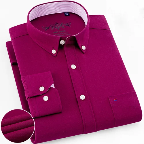 Дизайн супер высокое качество хлопок и полиэстер мужские рубашки бизнес повседневные рубашки люксовый бренд Оксфорд мужские рубашки - Цвет: 1006-56