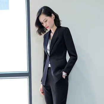 

Women's new fashion slim solid color suit two-piece suit (jacket + pants) women's business formal office professional suit