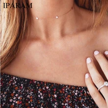 IPARAM, новинка, изысканная пятиугольная звезда, цепочка на ключицу, ожерелье, массивное ожерелье и кулоны, чокер, женский подарок