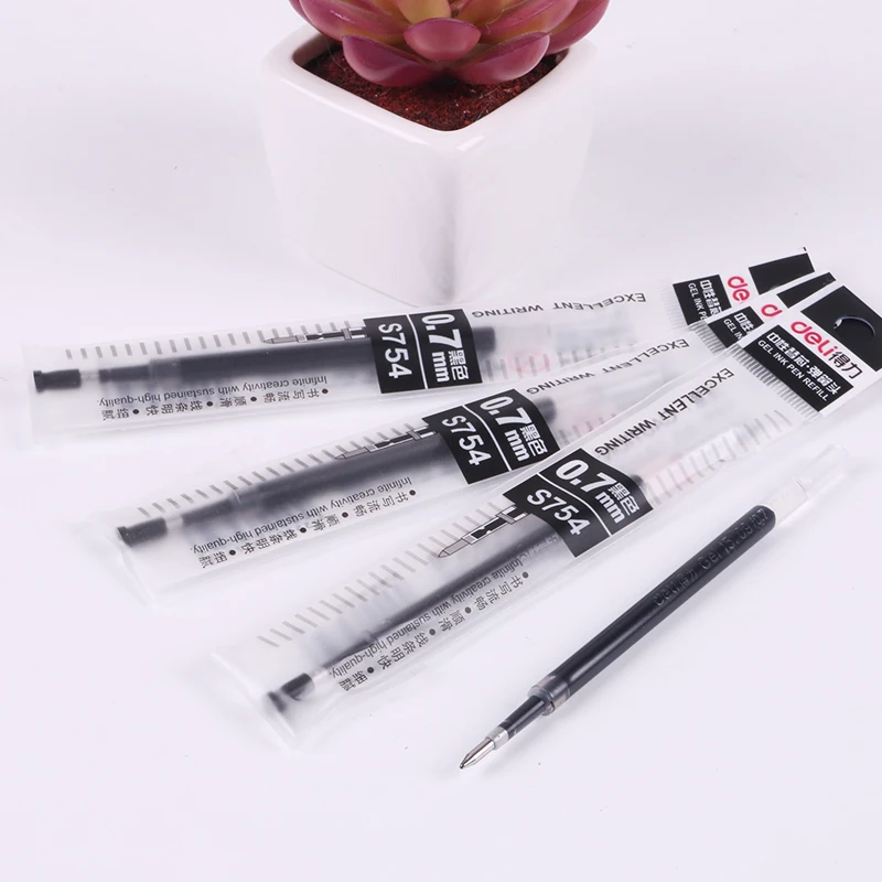 

1 Pack 20pcs Gel Pen Refill Black Ink 0.7mm Bullet Head Press Machanical Knock Type Stationery Office School Supplies Deli S754