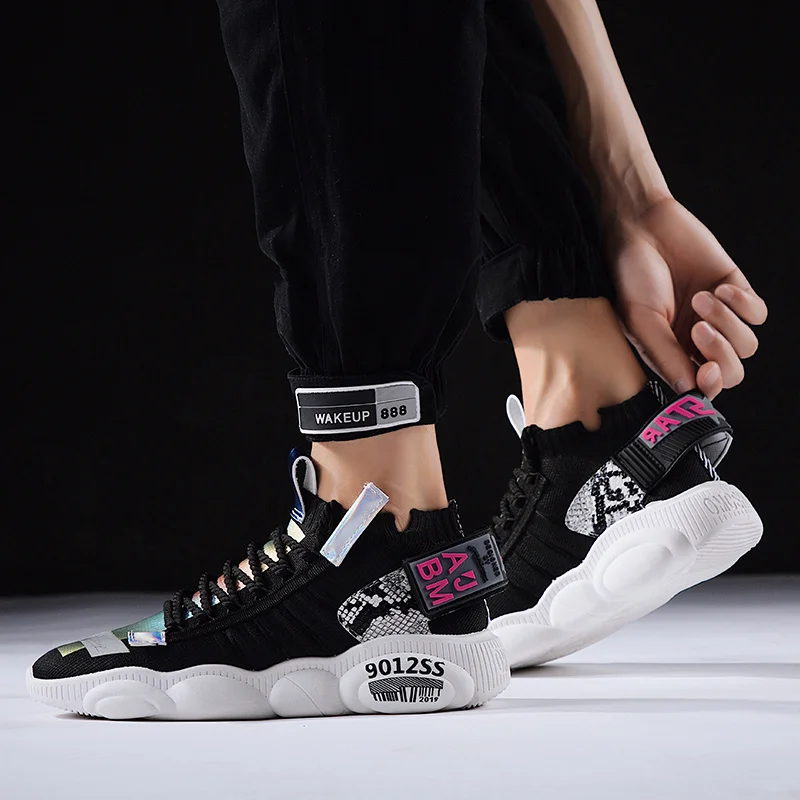 Men Running Shoes Summer Fashion Casual Sports Shoes Breathable Mesh Outdoor Sneaker Men Increase Black Upper Lace Up Male Shoes
