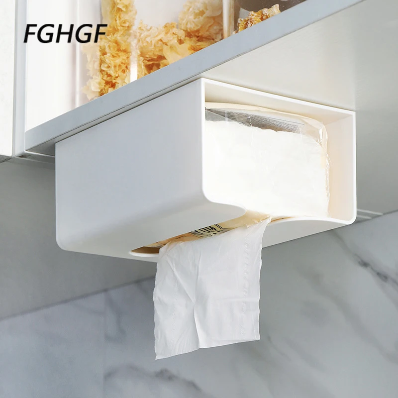 

Creative Simple Multi-function Wall-mounted Seamless Stickers Tray Paper Towel Holder Toilet Tissue Box Bathroom kitchen Tools