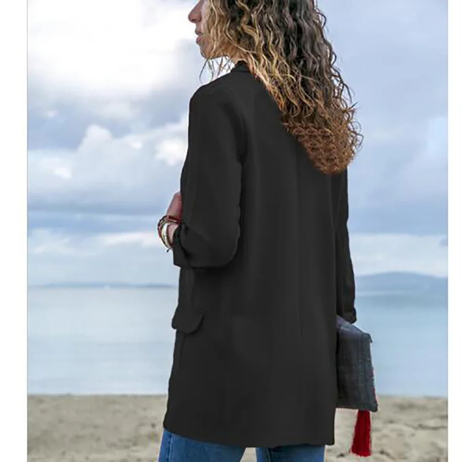 2019 New Spring Women Long Sleeve Blazer Open Front Lightweight Casual Office Lady Turn Down Collar Slim Jacket Outwear Female 2019 New Spring Women Long Sleeve Blazer Open Front Lightweight Casual Office Lady Turn Down Collar Slim Jacket Outwear Female