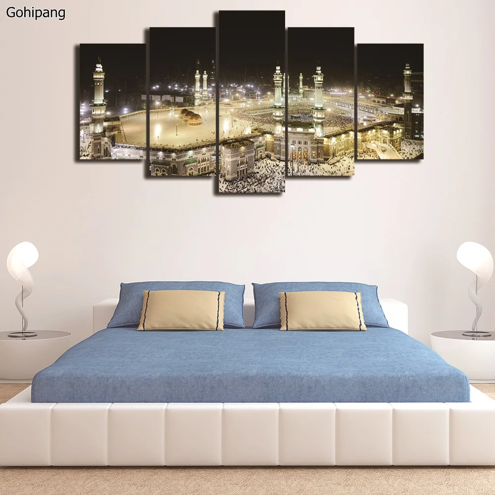 5 Pieces HD Printed Islamic Muslim Painting Modern Piazza Wall Picture